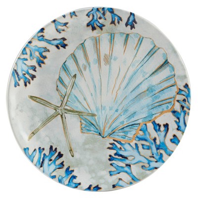 Playa Shells Multicolor Ceramic Coastal Salad Plates, Set of 4