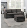 Okak Modern Convertible Sectional Sofa Couch with 2 Armchair/Wedge, 2 Armless Chairs,1 Ottomans 5pc Fabric Plush Modular Sofa for Living Room, Brown - 3 of 4