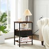 VECELO Nightstand with Charging Station, End Table with Fabric Drawer for Bedroom or Living Room, 2 USB Ports & AC Outlets, Brown/Black/White - 2 of 4