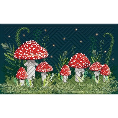 Evergreen Welcome Friends Mushroom Embossed Indoor Outdoor Doormat Home Decor