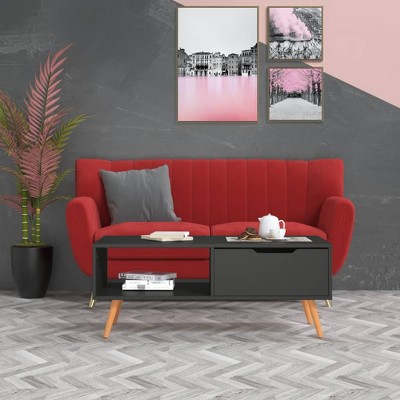 vidaXL Coffee Table Grey Engineered wood, MDF 39.4 x 19.5 x 16.9 in
