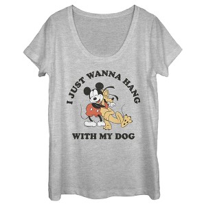 Women's Mickey & Friends Mickey & Friends Hang With My Dog Pluto Scoop Neck - 1 of 3