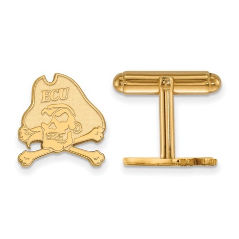 Black Bow Jewelry 14k Yellow Gold Plated Sterling Silver East Carolina Pirates NCAA Cuff Link - image 1 of 3