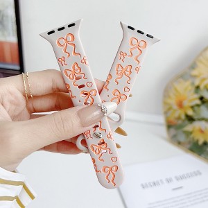 HTUTWOO Bowknot Apple Watch Strap, Sport Silicone Band 38/40/41/42/44/45/49mm, Adjustable Wristband for iWatch Series 10 9 8 7 6 5 4 3 2 1 Ultra SE - 1 of 4