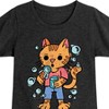 Girls' - Instant Message - Cat Blowing Bubbles Fitted Short Sleeve Graphic T-Shirt - 2 of 4