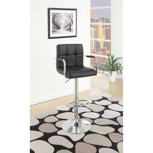 DOMETOUR Black Faux Leather Bar Stool Counter Height Chairs Set of 2 Adjustable Height Kitchen Island Stools - 1 of 4