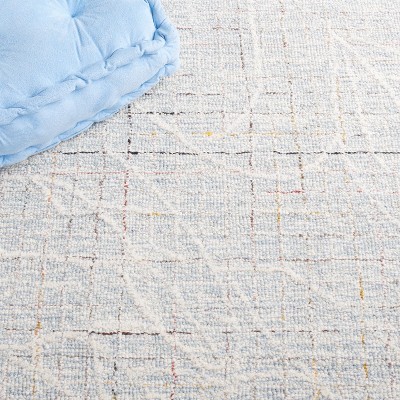 Blue and Ivory Floral Hand-Tufted Wool Area Rug, 3' x 5'