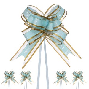 Unique Bargains Plastic Gold Edge Gift Wrapping Wedding Ribbon Pull Bows 10 Pcs - 1 of 4
