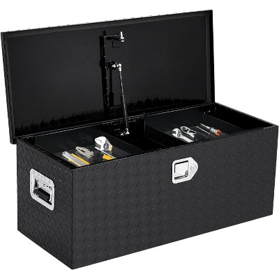 Aluminum Truck Bed Toolbox, Heavy Duty Aluminum Tool Box with Side Handle and Lock Keys, Truck Bed Storage Organizer for Pick Up Truck Rv Trailer