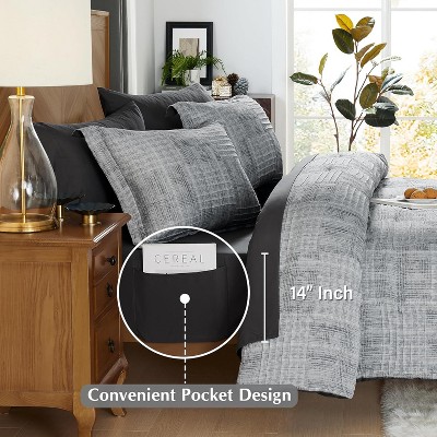 Der Rose BALHAM TRADE-7 Piece Charcoal Grey Queen Comforter Set, Textured Design Grey Crinkle Bed in A Bag Beige-Queen 90"x90" — фото 6