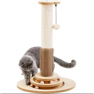 QuestaPack Cat Scratching Post, 23" Tall Sisal Cat Scratcher Post with Cat Self Groomer - 1 of 4