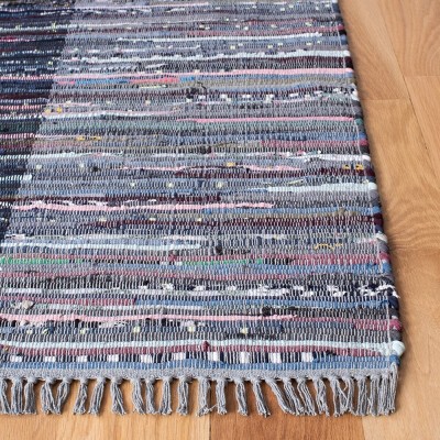 Safavieh 6' Square Gray and Black Handwoven Cotton Rug