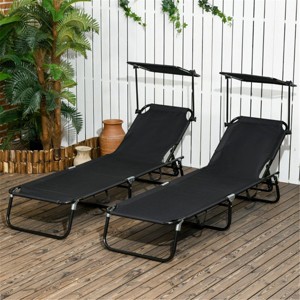 CAVINAS 2PC Reclining Oxford Beach Chair with Adjustable Sunshade,5-Position Oxford Lounge Chair for Outdoor,Lawn,Backyard - 1 of 4
