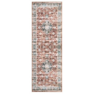 Washable Indoor Vintage Floral Print Living Room Bedroom Area Rugs, Low Pile Non Slip Floor Carpet for Dining Room Home - 1 of 4