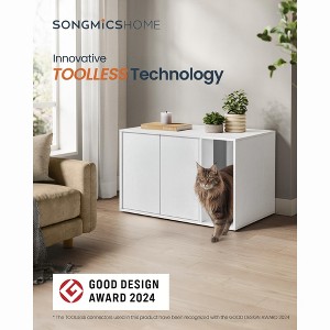 SONGMICS HOME Superfast Toolless Assembly, Cat Litter Box Enclosure, Cat House, for Large Cats, Push-to-Open Doors, Minimalist Modern, White - 1 of 4