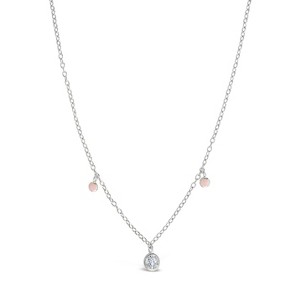 SHINE by Sterling Forever Enamel & CZ Charm Necklace - Pink / Silver - 1 of 3