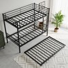 SeaCamel Twin Bunk Bed with Trundle Metal Bunkbeds with Ladder and Full-Length Guardrail, Noise Free, No Box Spring Needed, Black - 2 of 4