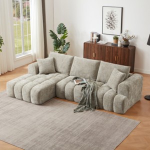 108" Modern Chenille Sectional Sofa with Chaise Lounge, Oversized L-Shaped Couch with Deep Seats for Living Room or Apartment–The Pop Home - 1 of 4