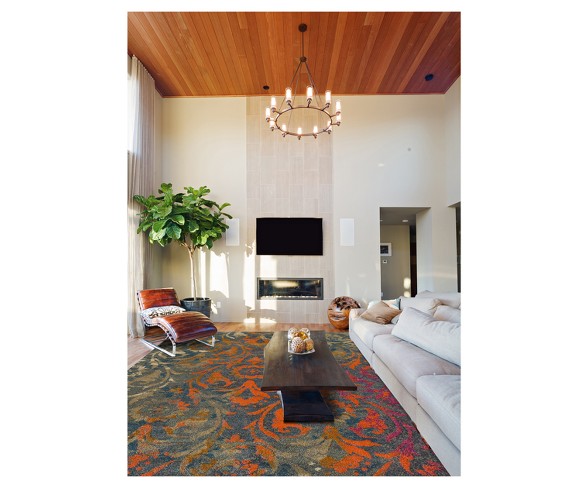 7'10"X10'8" Teal Damask Woven Area Rug - Addison Rugs