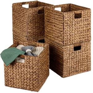Best Choice Products 12x12in Hyacinth Baskets, Set of 5 Multipurpose Collapsible Organizers w/ Inserts - 1 of 4