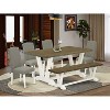 6-Piece Rectangle Distressed Jacobean Finish Solid Wood Top Dining Table with 1-Bench, 4-Chairs with - 2 of 4