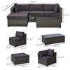5-Piece Outdoor Sectional Furniture, Patio Sofa Set, PE Wicker Couch, Cushions, Pillows, Ottoman, Table - 3 of 4