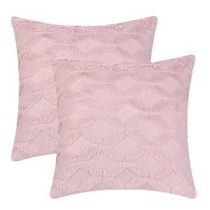 Unique Bargains Soft Plush Decorative Throw Solid Striped Pillow Covers 2 Pcs - 1 of 4