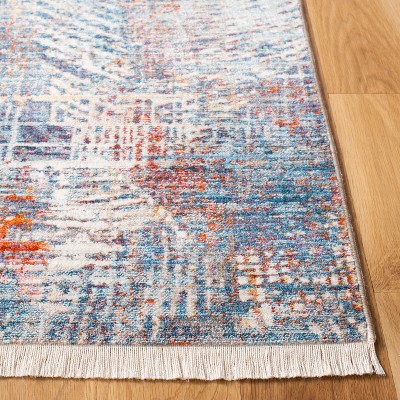 Handmade Blue and Rust Synthetic 4' x 6' Area Rug