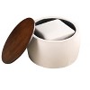PAGED Nesting Storage Ottoman Set of 2, Modern Coffee Table with Reversible Cover and Wooden Frame, Shoe Bench for Living Room, Bedroom - 3 of 4