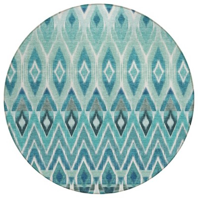 Teal Blue Aqua And Mint Green Southwestern Washable Indoor Outdoor Area Rug