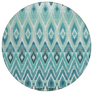 Teal Blue Aqua And Mint Green Southwestern Washable Indoor Outdoor Area Rug - 1 of 4