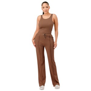 Slickblue Women’s Ribbed Tank & Pant Set, Functional Pockets, Co-ord Outfit, Everyday Wear, Color Options, Size S-L - 1 of 4