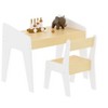 Yinvani White 2 Piece Toddler Table with 1 Chairs Set - 2 of 4