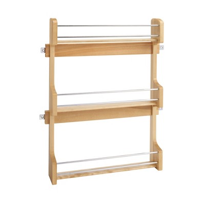 Rev-A-Shelf 4SR-15 Kitchen Cabinet Door Mounted Wooden 3-Shelf Storage Spice Rack with Mounting Hardware