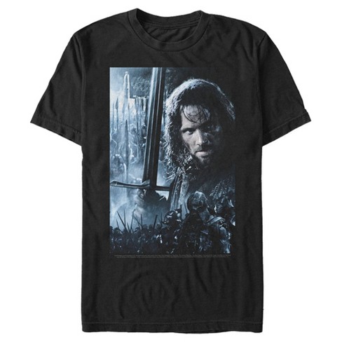 Men s The Lord of the Rings Fellowship of the Ring Aragorn Poster T Shirt Black Medium