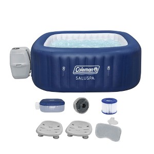 Bestway Coleman Hawaii AirJet Inflatable Hot Tub with EnergySense Cover, Blue + Bestway SaluSpa Spa Seat (2 Pack) + Bestway SaluSpa Pillows - 1 of 4
