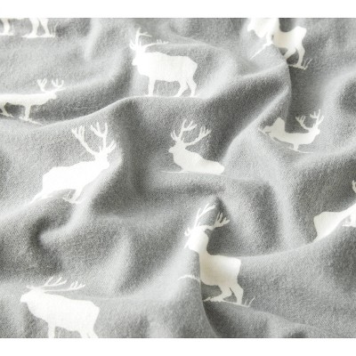 Gray Elk Grove Cotton Flannel Full Sheet Set with Deer Pattern
