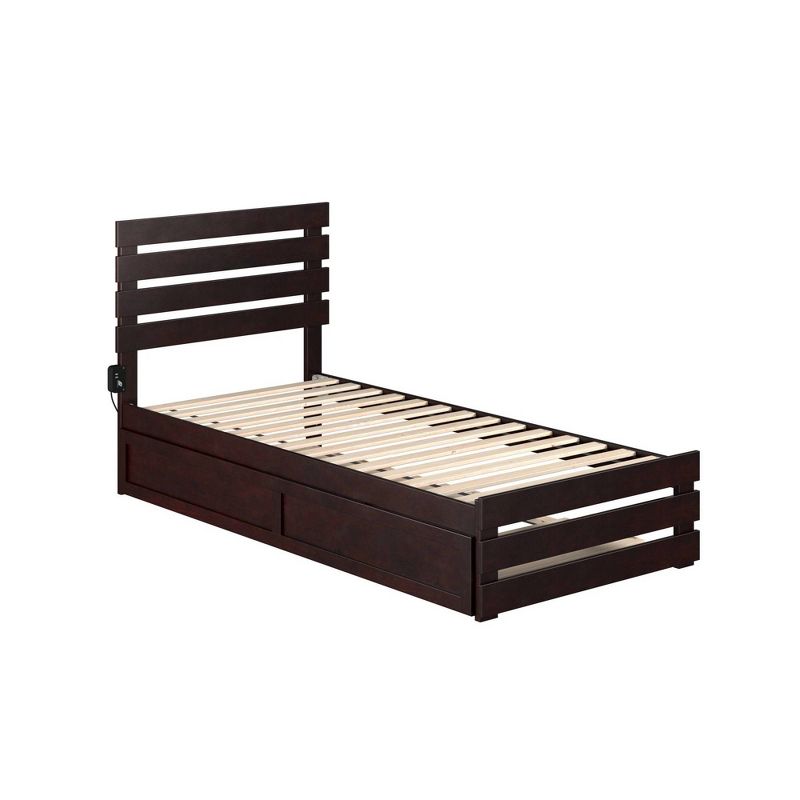 Twin XL Oxford Bed with Footboard and Twin XL Trundle Espresso - AFI, 4 of 10