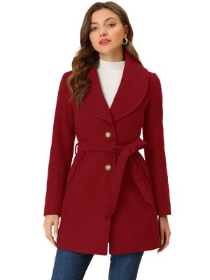 INSPIRE CHIC Women's Casual Shawl Collar Single Breasted Belted Overcoat