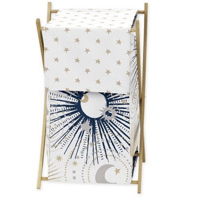 Image of Sweet Jojo Designs Boy or Girl Gender Neutral Unisex Laundry Hamper Celestial Blue Gold and Grey