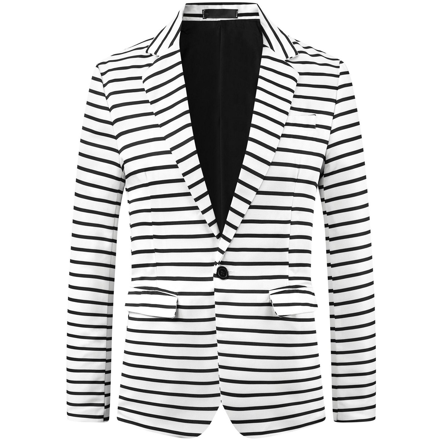 Мужские пиджаки Lars Amadeus Classic Fit Single Breasted Prom Formal Striped Blazers White, цвет: Полосатый — фото 1