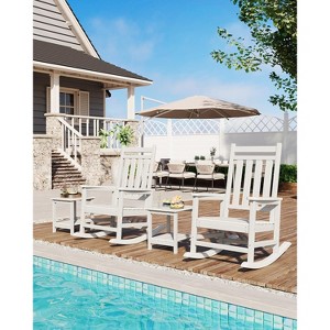 TROPOW Outdoor Rocking Chair, All Weather HDPE Plastic Patio Rocker Chair with Wide Armrests, Classic Fire Pit Chair for Porch, Deck, Lawn, Garde - 1 of 4