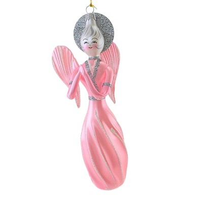 Italian Ornaments 8.0 Inch Fluted Angel Pink Christmas Wings Ornament Tree Ornaments