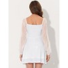 Allegra K Women's Sparkly Metallic Sweetheart Neck Semi Sheer Long Sleeve Mini Dress - 3 of 4