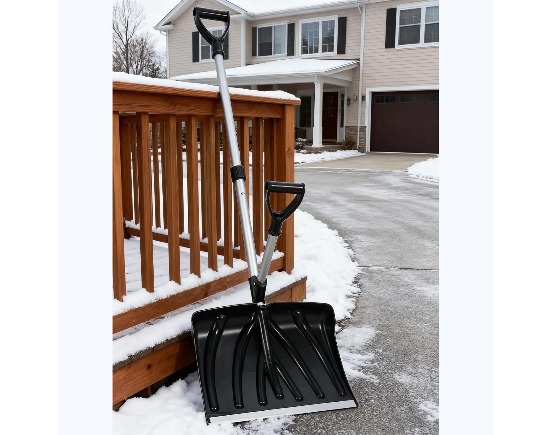 Coucheta 18-Inch Lightweight Snow Shovel, 3.5Lbs Aluminum Blade with D-Ring Assist Handle, Ice Breaker Shovel for Car Driveway Sidewalk