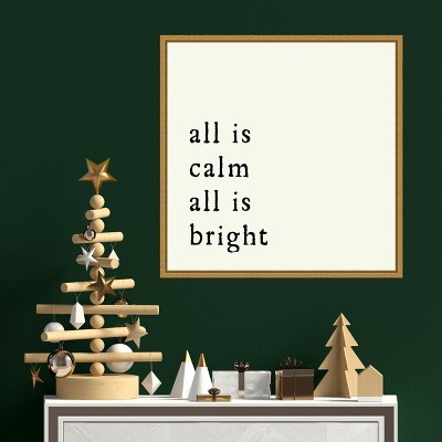 All is Calm All is Bright Gold Framed Canvas Print