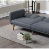 VASIP Modern Convertible Sofa Bed with Wooden Legs - Blue Grey Polyfiber, 1-Piece Living Room Lounge Furniture - 4 of 4