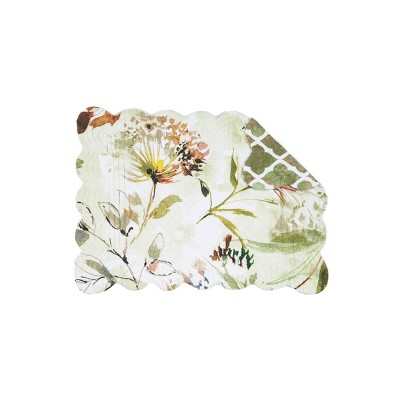 C&F Home Watercolor Floral Cotton Quilted Rectangular Reversible Placemat Set of 6