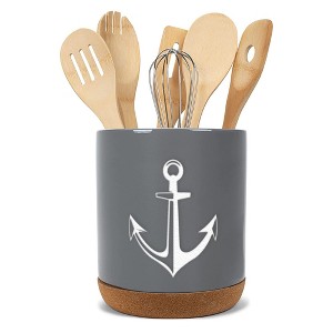 Elanze Designs Anchor Grey X-Large Cork Bottom Kitchen Utensil Holder - 1 of 4