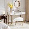 Infurnic Accent Chairs, Modern Upholstered Chairs Set with Sturdy Legs, for Kitchen and Dining Room, White, 13"*17.3"*18" - 2 of 4